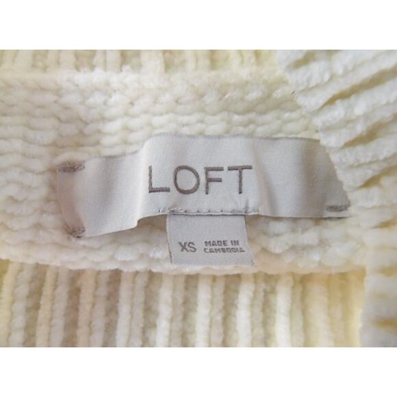 Loft Chenille Sweater Womens XS Cream Ivory Soft Mock Neck Cozy Minimalist Warm - Picture 6 of 12